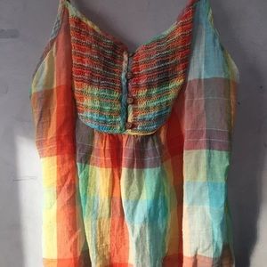 Old Navy Medium Plaid Spaghetti Strap Tank Top